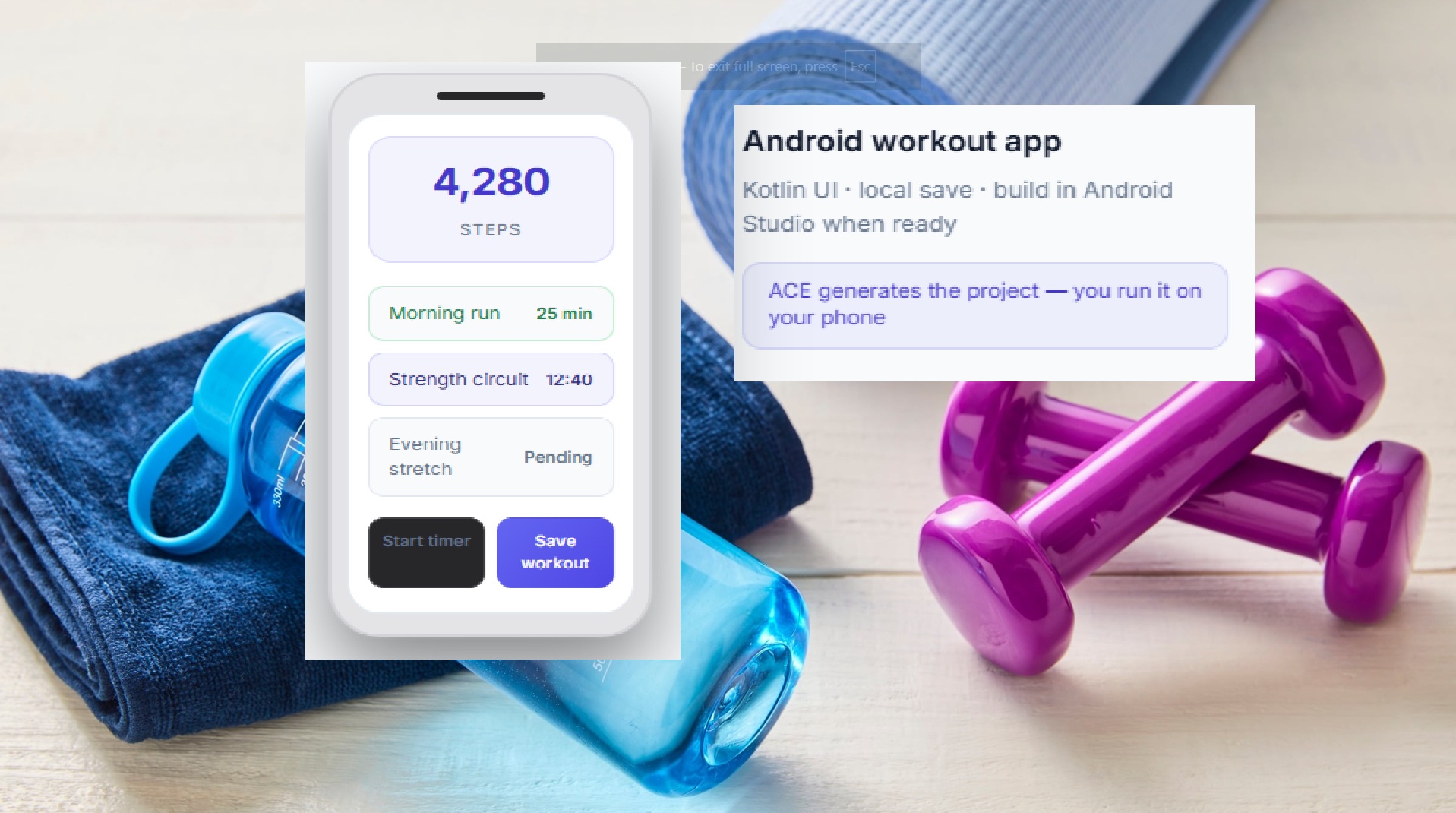 FitTrack workout app UI